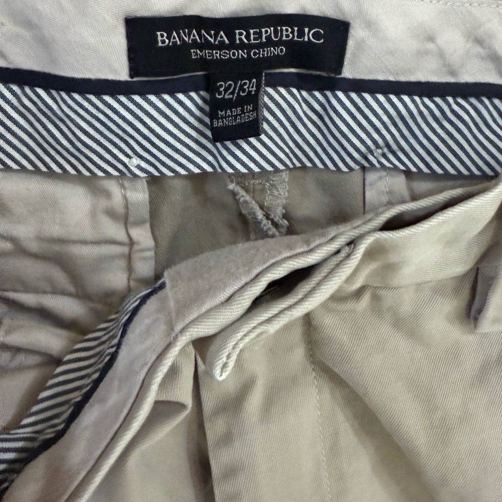 Banana Republic Mens Pants 32x34 Light Beige Emerson Chino Casual Slim - Picture 3 of 3